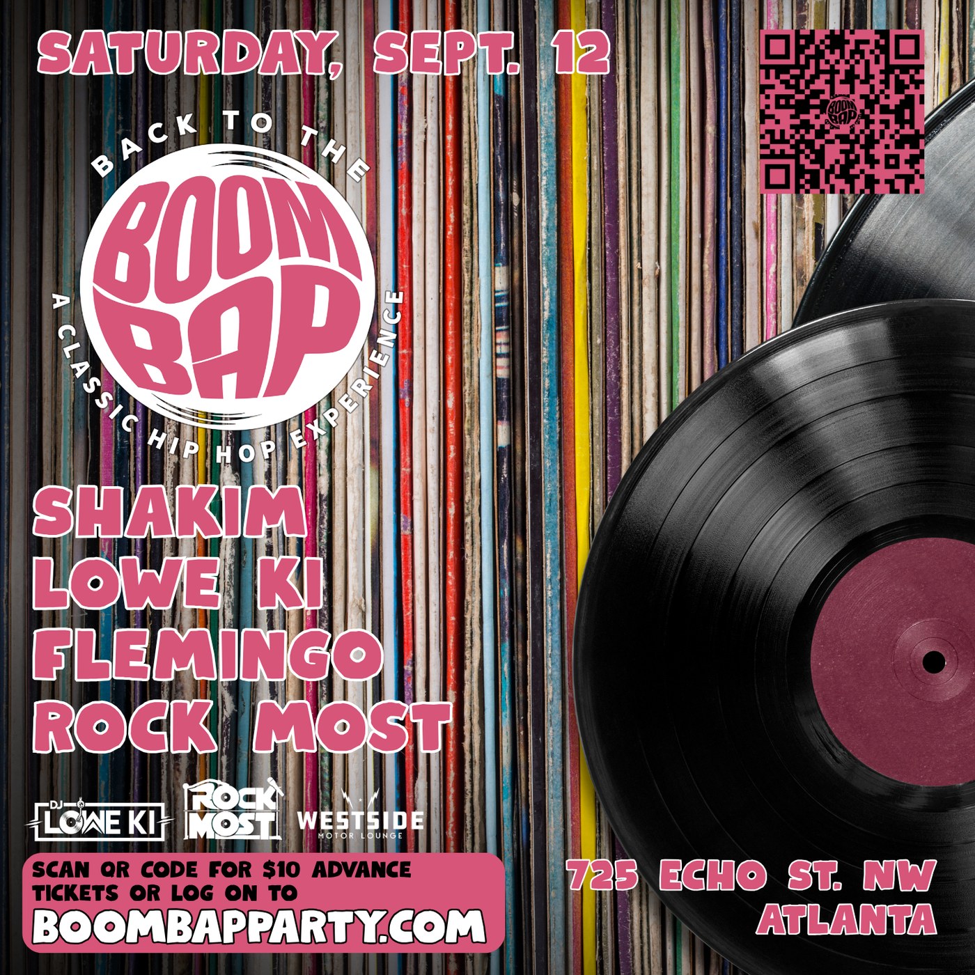 Back To The Boom Bap — Saturday September 12, Westside Motor Lounge, Atlanta