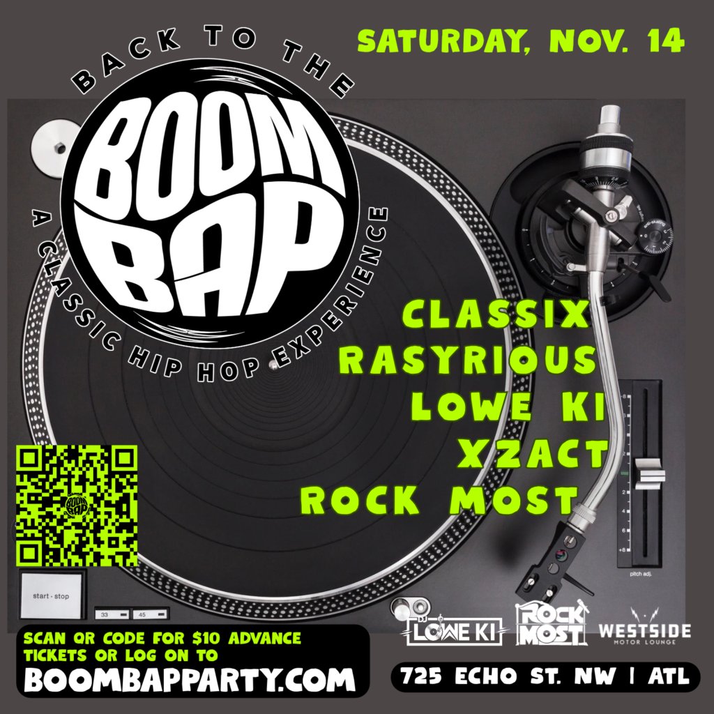 Back To The Boom Bap — Saturday November 14, Westside Motor Lounge, Atlanta